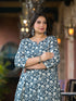 Women Plus Size Teal Pure Cotton Kurta Set